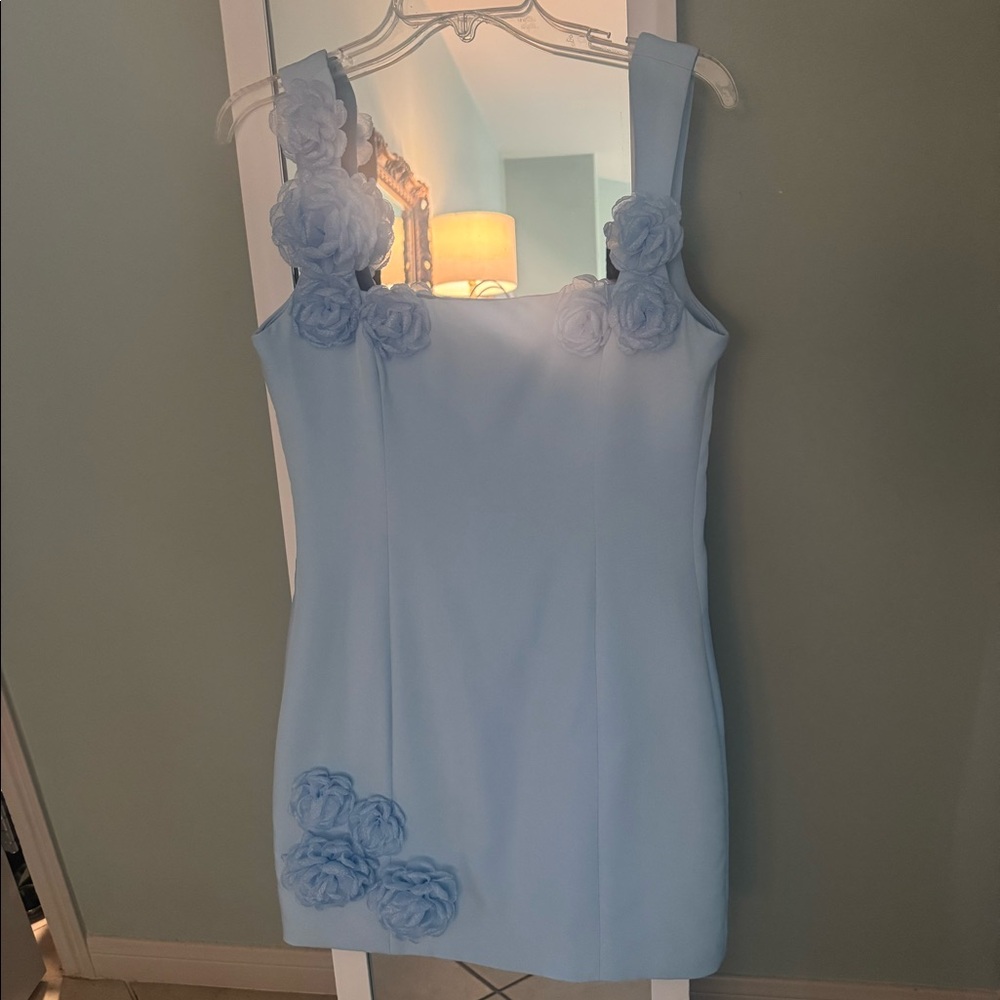 Elliatt Size Small light blue dress with 3D flowers - Picture 3 of 4